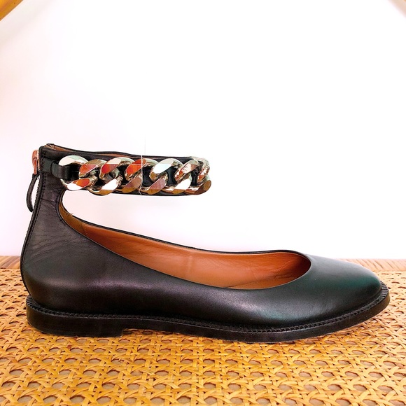 Givenchy Black Chain Ankle Strap Ballet Flats - 36 - Picture 2 of 8